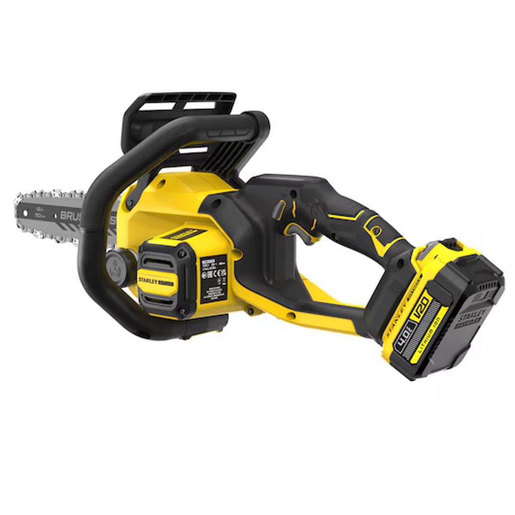 Stanley Fatmax, brushless chainsaw, Bürstenlose Kettensäge, 18V Akku Kettensäge, cordless power saw, V20 battery system, Stanley cordless tool, kabellose Motorsäge, battery powered chainsaw, professional wood cutter, Stanley Werkzeuge, garden chainsaw, schnurlose Gartensäge, brushless motor saw, rechargeable chainsaw, heavy duty garden tool, elektrische Kettensäge, 30 cm bar chainsaw, Akku betrieben, robust garden saw, outdoor cutting tool, Gartenpflege Werkzeug, Stanley Akku Gerät, Holzsäge elektrisch, cor