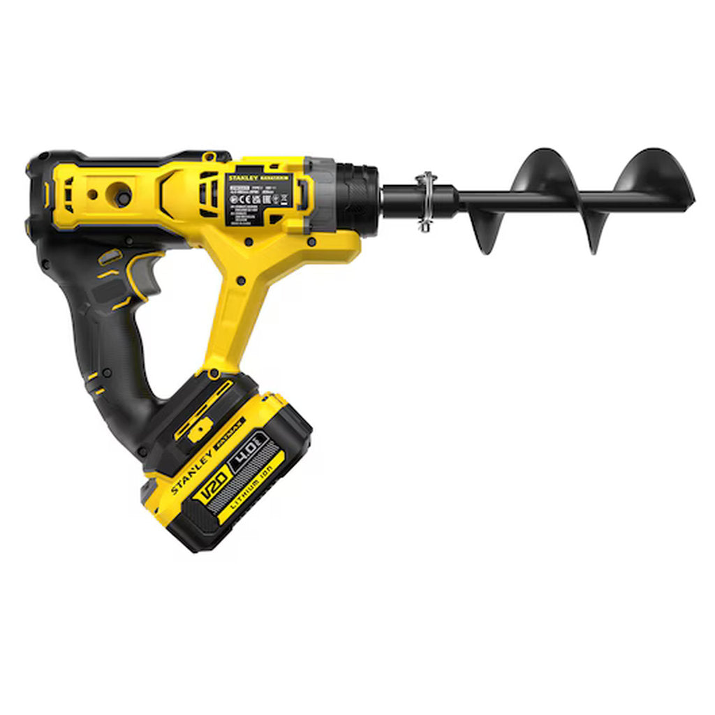 Stanley Fatmax, Stanley Fatmax V20, Akku Erdbohrer, cordless earth auger, 18V earth drill, Stanley cordless drill, kabelloser Erdbohrer, battery powered auger, Gartenbohrer, soil drill, Akku Gartengerät, ground drill, Erdlochbohrer, V20 battery system, heavy duty auger, Stanley Werkzeuge, professional earth drill, Bohrer für Erde, power tools, Bohrer für Zaunpfosten, garden auger, elektrische Bohrmaschine, cordless garden tool, Stanley Akku Werkzeug, drilling tool, Bodenbohrer, rechargeable auger, DIY tools
