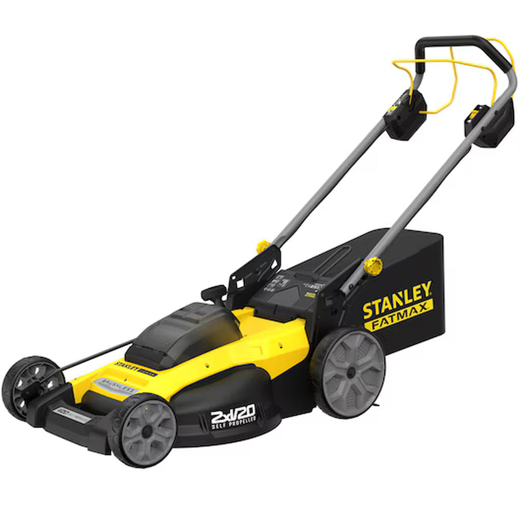 Stanley Fatmax, Akku Rasenmäher, cordless lawn mower, 18V battery mower, V20 battery system, Stanley cordless tool, kabelloser Rasenmäher, self propelled mower, Stanley Werkzeuge, rechargeable lawn mower, brushless garden mower, Akku betrieben, Gartenpflege Werkzeug, professional garden tool, cordless garden equipment, 51 cm cutting width mower, Stanley Akku Gerät, powerful lawn mower, electric mower, robust garden mower, schnurloser Rasenmäher, battery powered mower, V20 lawn mower, outdoor garden tool, ga