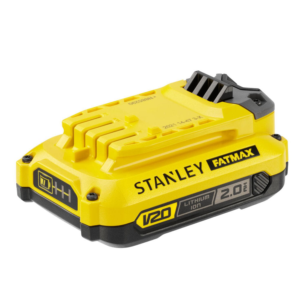 SFMCB202-XJ Stanley FatMax V20 Akku, Lithium-Ionen-Akku 18V 2.0Ah, Stanley Ersatzakku V20, Power Tool Battery Stanley, Stanley FatMax Akku Pack, V20 Akku 18V, Stanley Werkzeugakku, Lithium Akku 2Ah, Stanley FatMax V20 Battery, Ersatzakku 18 Volt
