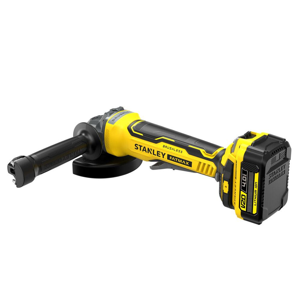 V20 Akku Winkelschleifer 18V, Stanley FatMax Winkelschleifer 125mm, Bürstenloser Akku-Schleifer, Stanley Akku Grinder Set, V20 Winkelschleifer mit 2 Akkus, Stanley FatMax Power Tool 4.0Ah, Akku Trennschleifer 18V, Brushless Grinder Kit, Stanley Werkzeug Set, Profi Winkelschleifer Akku

